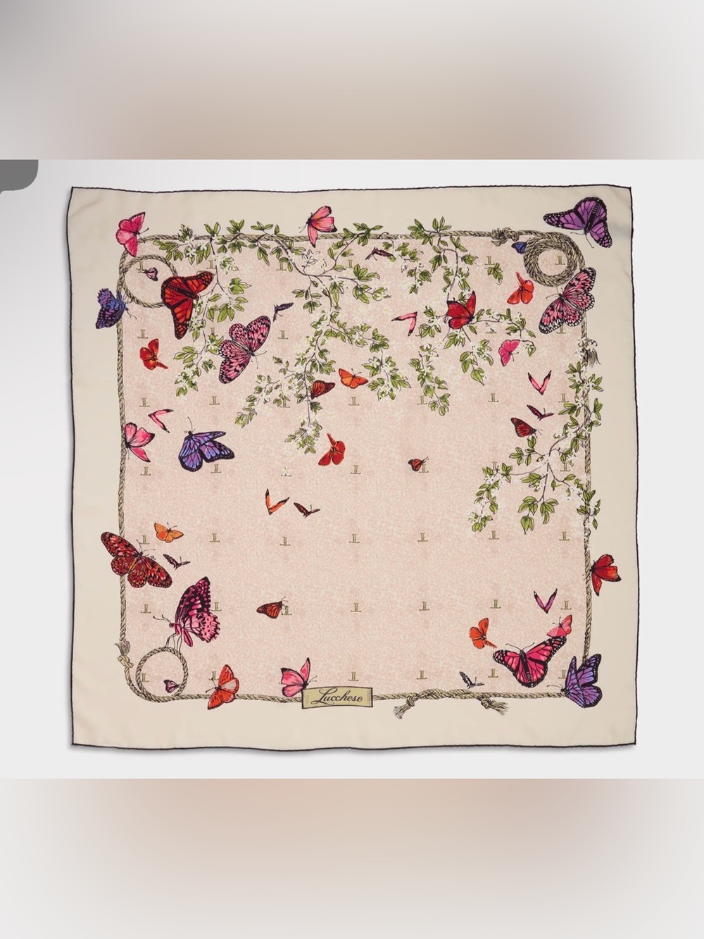 Luccese Mariposa Silk Scarf | 100% Silk Made in Italy | Butterfly Print | NWOT